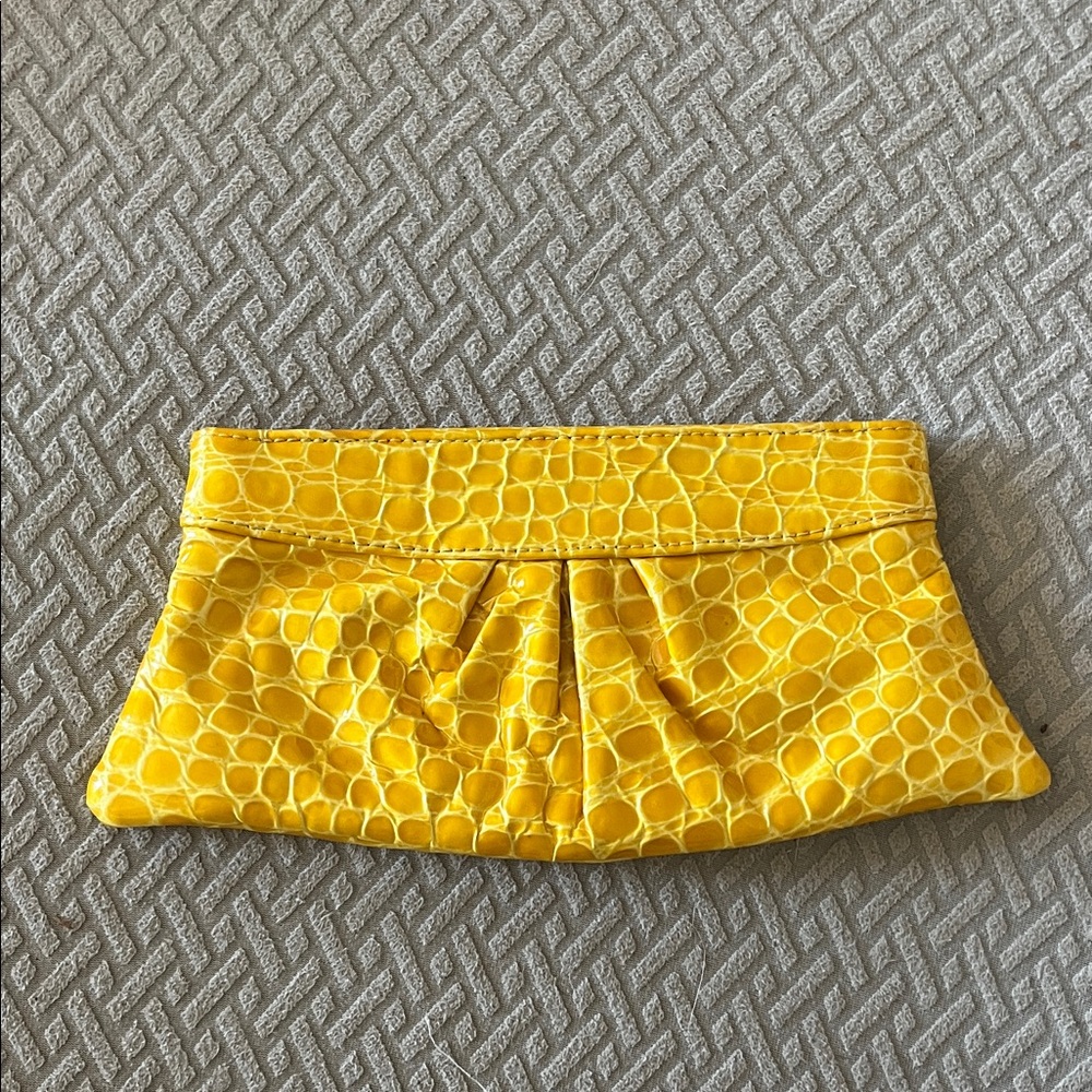 Lauren Merkin Yellow Croc-Embossed Clutch